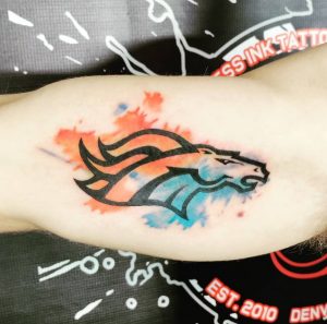 Color Splash Broncos Tattoo