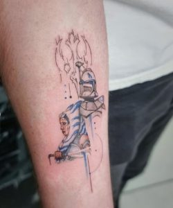 Ahsoka Sword Tattoo on Forearm