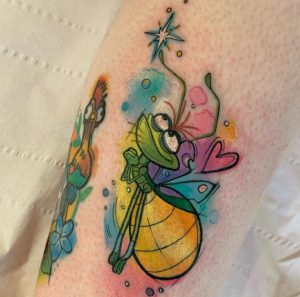 11 Color Art Small Evangeline Tattoo for Female on Front Lower leg