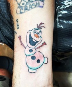 11 Funny Frozen Snow Tattoo on Forearm