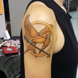 12 Custom Designed Ink Prop Pin Mockingjay Bird Tattoo in on Arm