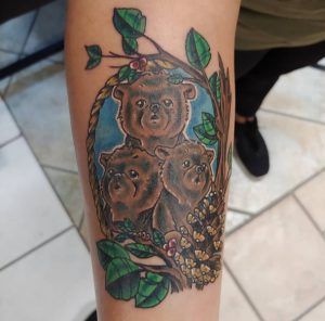 12 Legendery Color Ink 3 Bear Cub Tattoo for Female on Hand