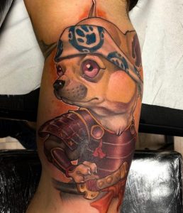 13 Fantastic Chihuahua Warrior Tattoo on Half Sleeve