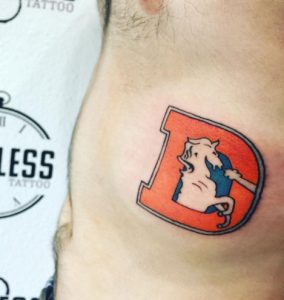 14 Denver Broncos Tattoo on Rib