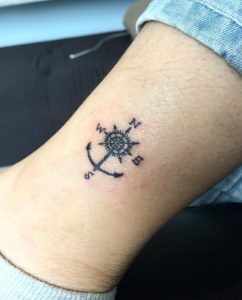 Minimal Anchor & Compass Tattoo