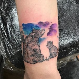 16 So Adorable Color Ink Bear Cub Tattoo on Next to Wrist Hand
