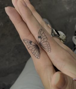 17 Mind Blowing Matching Butterfly Tattoo within Two Hands first Finger Side