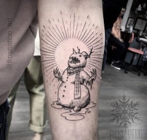 17 Snowman Tattoo on Hand