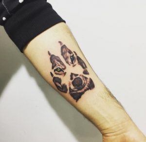 17 Stunning Color ink Wolf Face Print Wolf Claw Tattoo on Forearm
