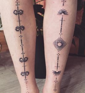 Awesome Sunburst Tattoo design on leg