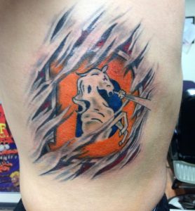 18 Extreem Strong Denver Broncos Tattoo on Half Sleeve