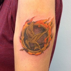 18 Hunger Games Mockingjay Birning Bird Tattoo on Hand