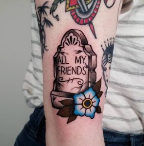 18 Tombstone Graveyerd Arm Tattoo for Lonely Persone in the World