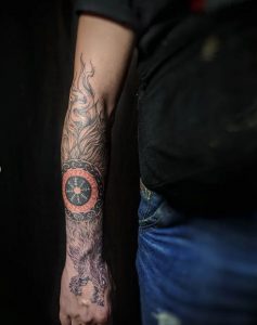 18 Tribal Neotrad Fenrir Tattoo on Half Hand