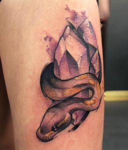 19 Crystall Tattoo with Snake on Arm