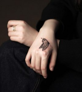 2 Cute Small Black Ink Butterfly Tattoo for Female on Finger