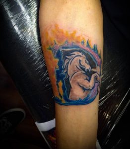 2 Denver Broncos Tattoo on Forearm