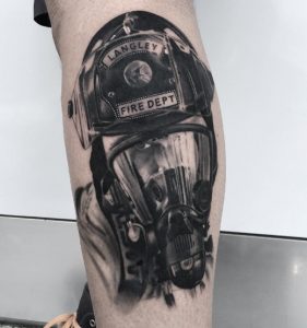 Fire Department Tattoo Design on leg