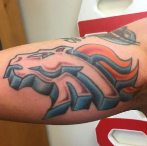 20 3D Art Broncos Tattoo on Half Arm