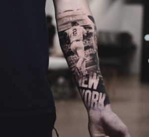 20 Amazing Solid Black Ink Baseball player Tattoo on Sleeve