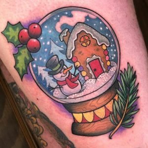 20 Cutest Snowman Tattoo on Leg