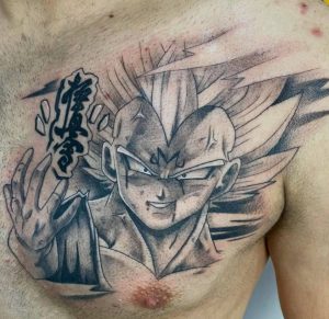 Kanji Cartoon Tattoo on Chest