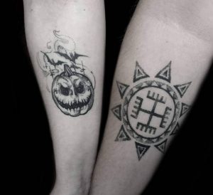 20 Protective Symbolic Couple Slavic Tattoo on Forearm