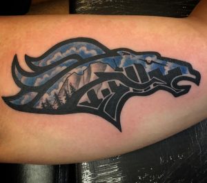 21 Nature in Broncos Tattoo on Half Arm