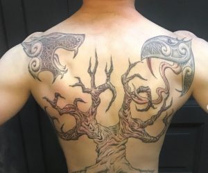 23 Significant Tribal Viking Fenrir Tattoo on Back