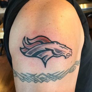 24 Amazing Gray Color Broncos Tattoo on Arm