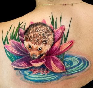 Color Ink Tattoo with Lotos Flower
