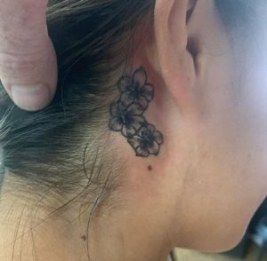Hibiscus Tattoos Behind the Ear