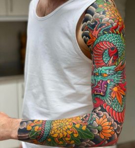27 Solid ink Body Suit Tattoo covering full sleeve