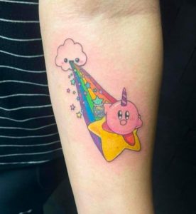 29 Fun loving Stars Rainbow Bridge Tattoo on Arm