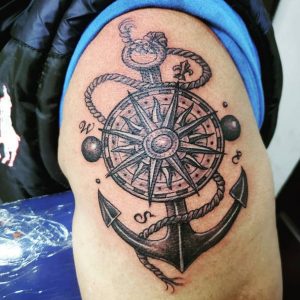 Anchor Compass Tattoos on Arm