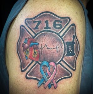 Fire Department Tattoo 716 Design on the arm
