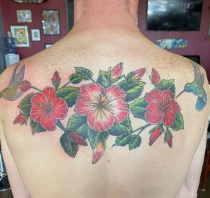 Flower Hibiscus Back Tattoo