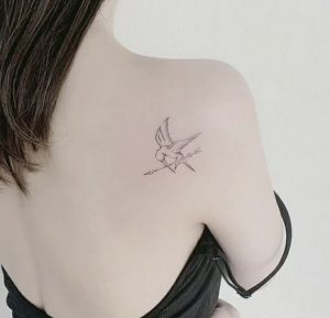 3 Lovely Fine Ink Line Celebs Small Mockingjay Bird Tattoo Meaning Victory on Back