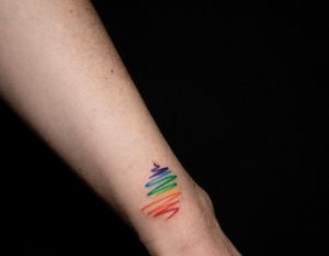 30 Rainbow Scribble Tattoo on Wrist