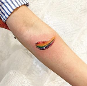 33 Cutest Rainbow Mark of Paintbrush Tattoo on Forearm