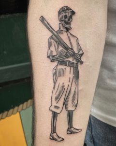 35 Real Baseman Hero Remembering Baseball Fancy Tattoo on Half Sleeve