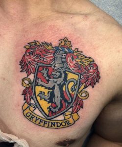 37 Amazing Color Gryffindor Tattoo on Chest