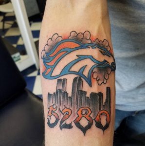 38 Unique Design Broncos Tattoo on Half Hand