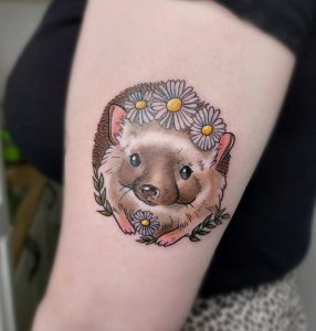 Floral Hedgehog Tattoo