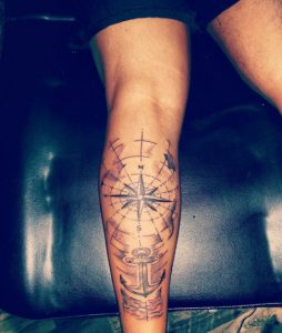 Anchor Compass Tattoos on Behind The Leg