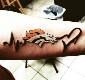 40 Life Line Broncos Tattoo on Half Sleeve
