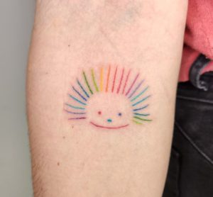 41 Creative Fine Line Sunshine Rainbow Tattoo on Forearm