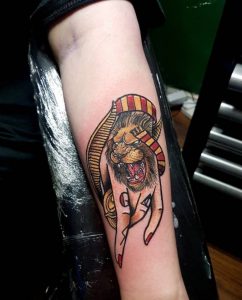 43 Stylish Lion Roaring Gryffindor Tattoo on Forearm