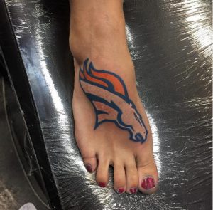46 Broncos Tattoo on Foot