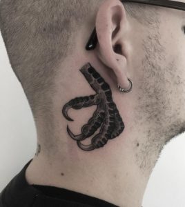 5 Amazing Dark Ink Design Claw Tattoo Behind the Ear